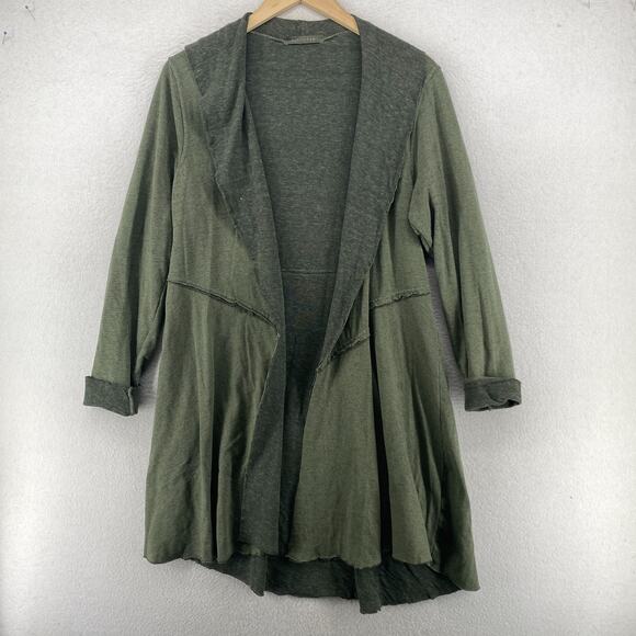 CUT LOOSE Cardigan L Duster Open Front Shawl Long Sleeve Lagenlook Green USA - Picture 1 of 11